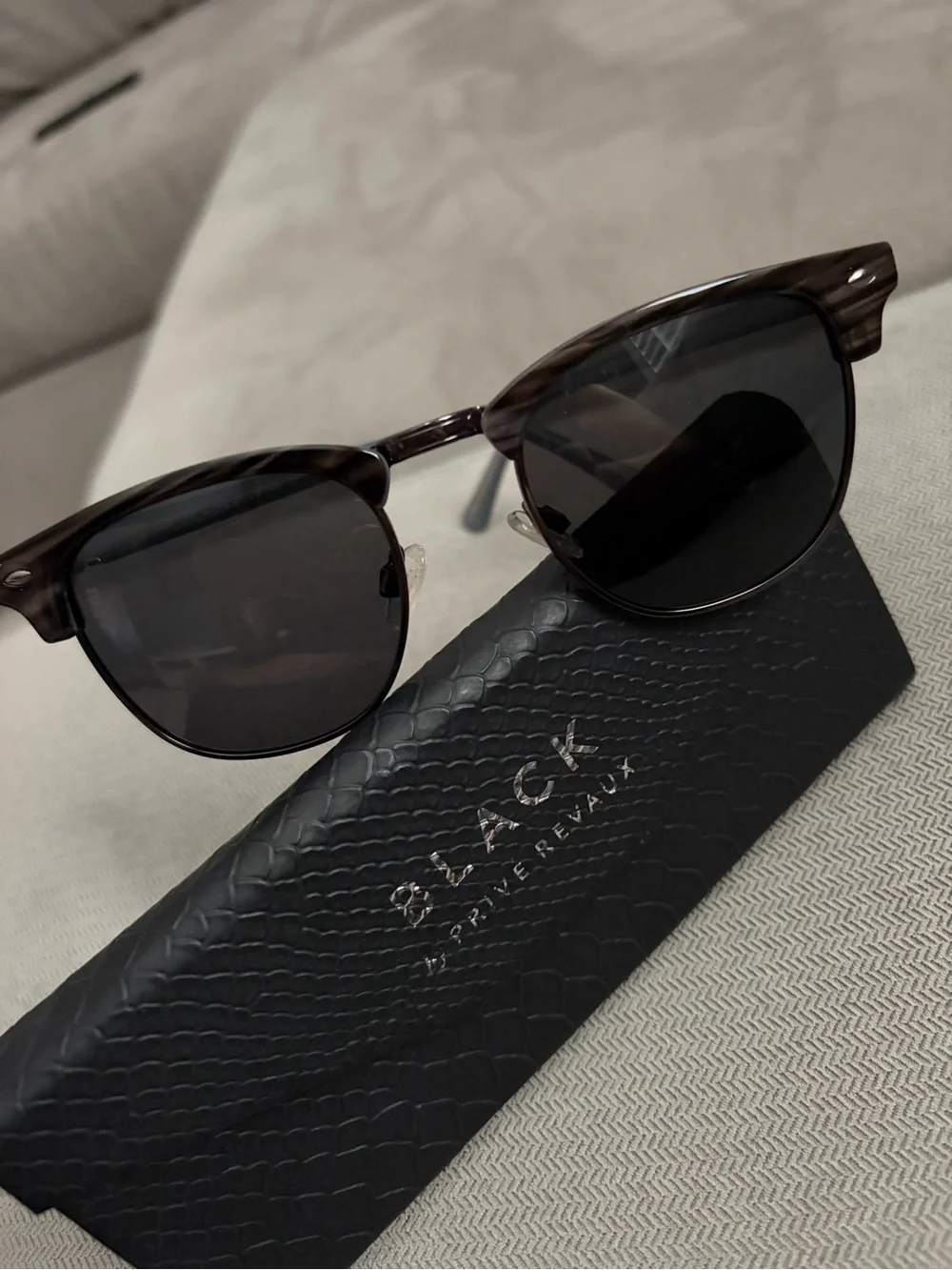 Prive Revaux - Black Tortoise Clubmaster Sunglasses - Dark Lenses (polarized)